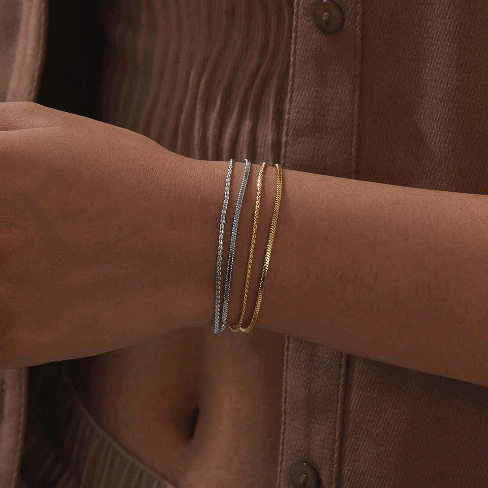 Armband mehrreihig Armkette Edelstahl silber oder gold zweireihig Damen Geschenk - Bild 2 von 2