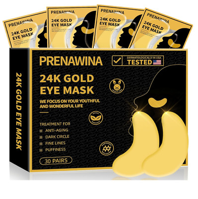 24K Gold Under Eye Patches - 30 Pairs, Treatment for Dark Circles & Puffy Eyes