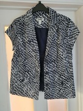 Worn Once Dressbarn Short Jacket. Navy White Patterned. Size Med Uk Size 12 /14