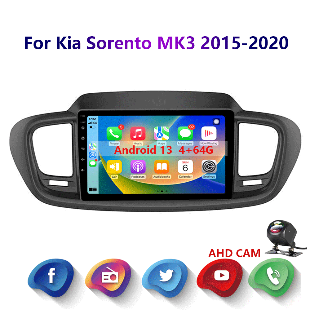464GB Android 13 For Kia Sorento 20152020 Wireless Carplay Car Radio
