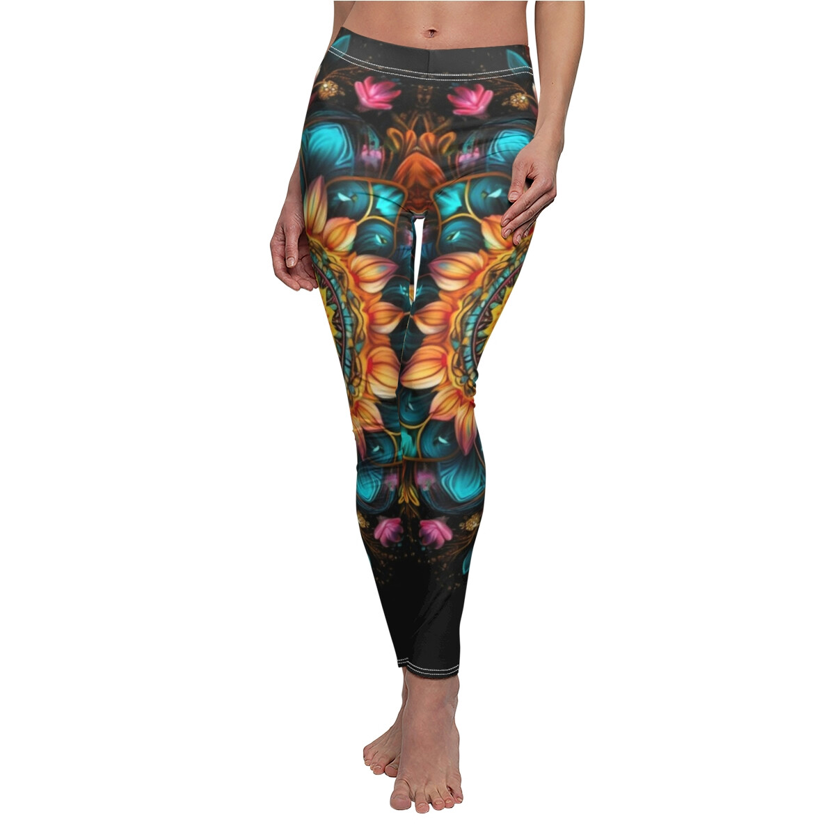 Sunflower Mandala Casual Leggings, Yoga pants, Festival Clothes, Yoga Gift