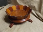 Vintage Antique Marquetry Wood Bowl Lion Paw Feet ~8.5x3.75" — photo 10