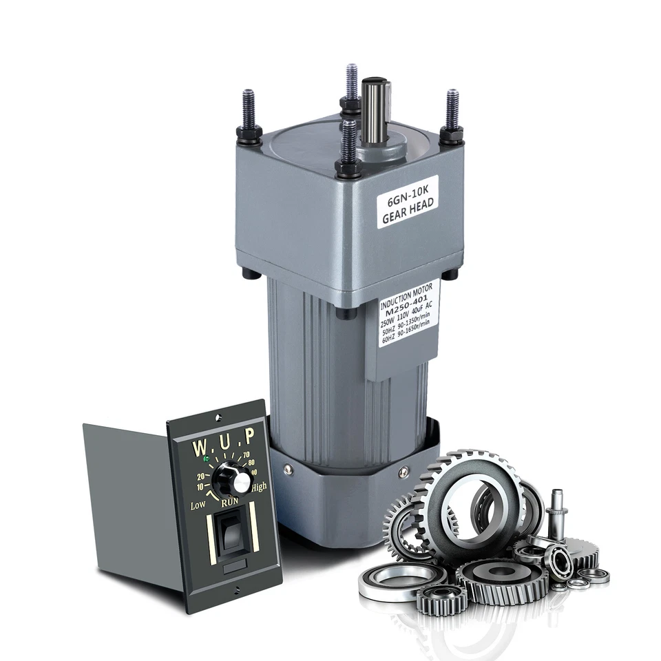 250W AC 110V Gear Reduction Motor Speed Control Reversible Motor 1:10 135rpm - Image 2 of 4