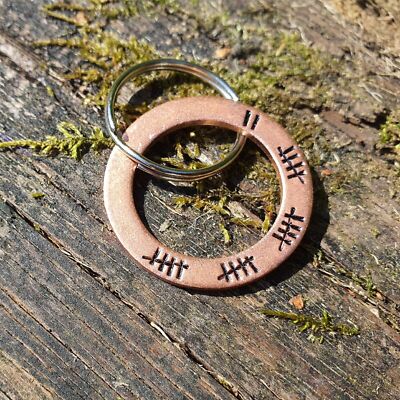 Copper Tally Mark Keyring 22nd Anniversary Gifts PERSONALISED