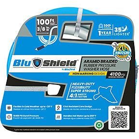BluShield 3/8in x 100ft Non-Marking Rubber Pressure Washer Hose Assembly