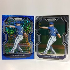 2021 Panini Prizm Blue Donut Circles Corbin Burnes #128 SN 183/199 w/Base Card