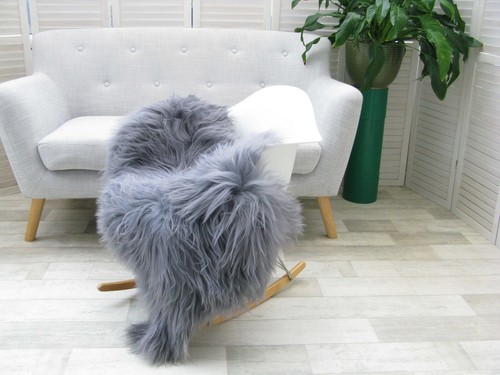 2 x DYED GREY ICELANDIC SHEEPSKIN RUG CHAIR SOFA HIDE SKIN LAMBSKIN, 2x550G - Picture 6 of 16