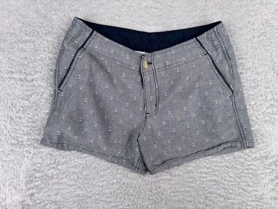 Columbia Shorts Womens 10 Blue PFG Anchor All Over Print Fishing Boating Cotton