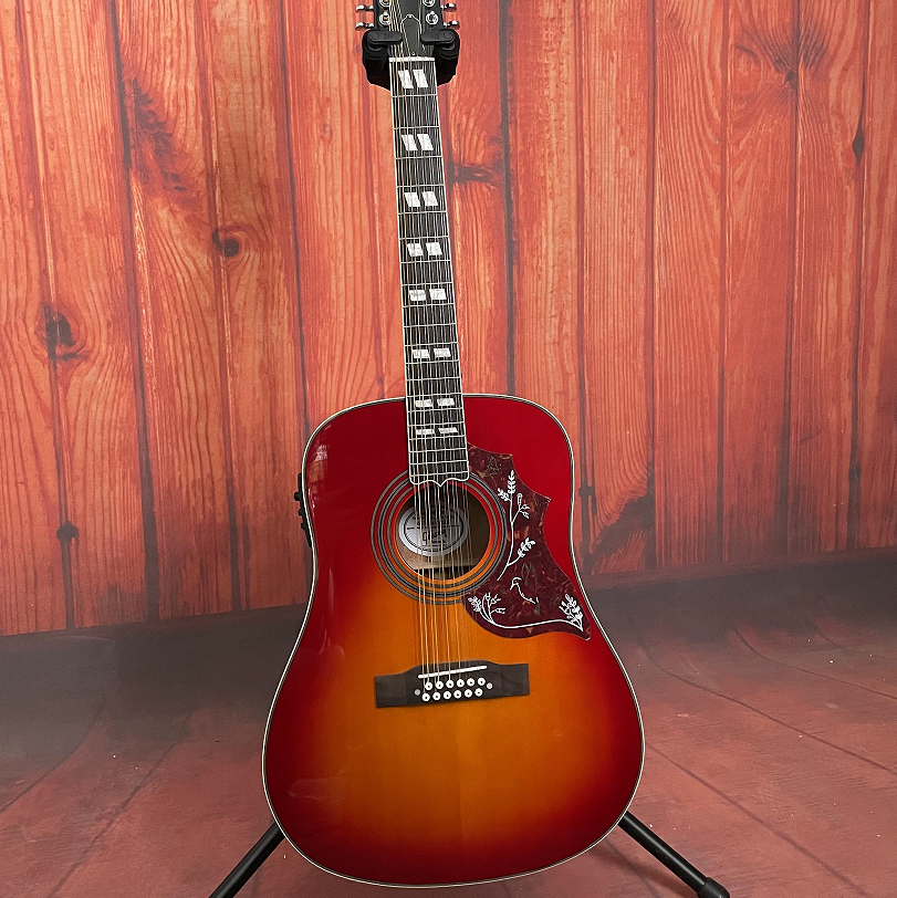 Acoustic Electric Guitar 12strings Humming Cherry Burst Spruce Top