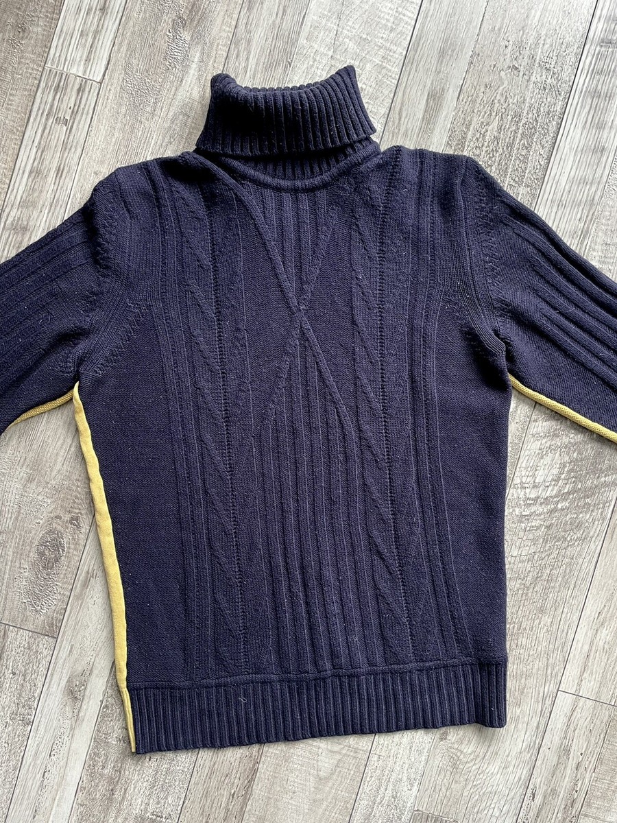 DIRK BIKKEMBERGS Sweaters 68% wool, Dark Blue / Yellow, Size L 