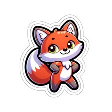 Cute Cartoon Fox Sticker Vibrant, Playful, Die-Cut, Kids Adults Nature Animals