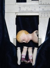 Antique China Doll head c. 1 1/16" 2.7 cm with arms and legs German ca.1880