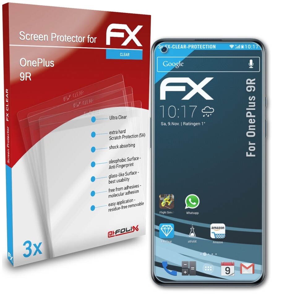 Protection D'écran AtFoliX Pour OnePlus 7T - Lot De 3 Films FX-Clear - Anti-rayures - Neuf