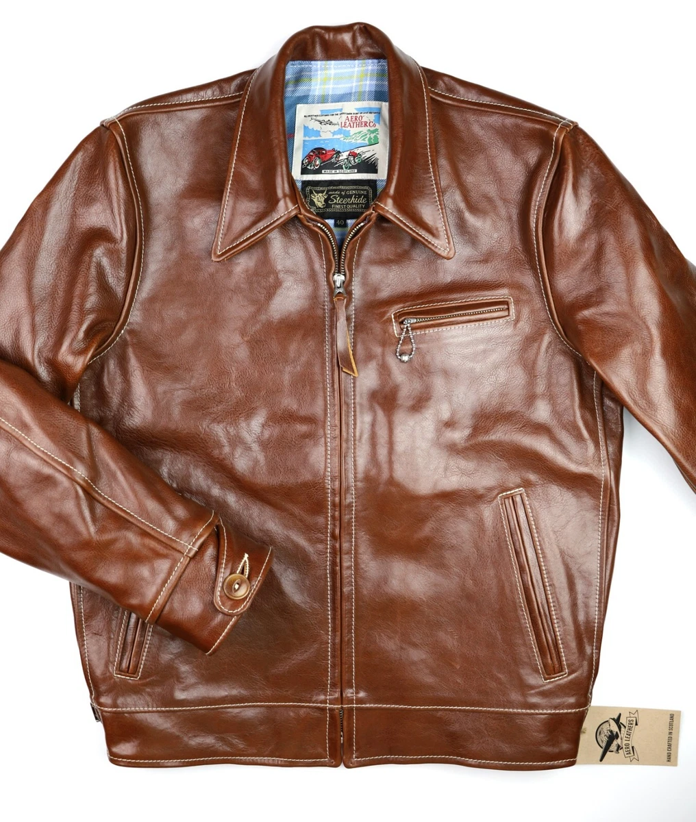 Aero Premier Highwayman sz 40 Russet Badalassi Italian Cowhide Leather  Jacket