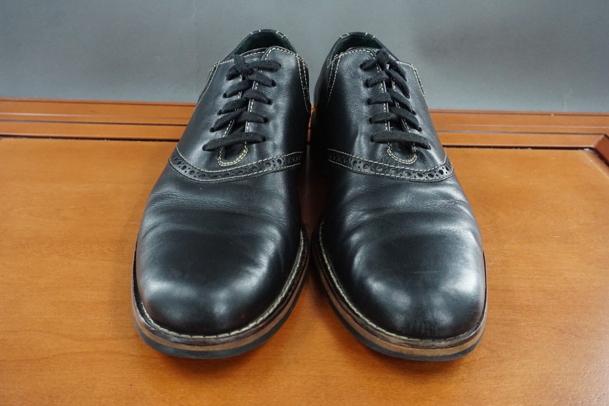 Cole Haan Colton Saddle Shoes Mens 10 Black Leather Lace Up  display picture 3