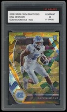 Dazz Newsome 2021 Panini Prizm DP Gold Cracked Ice 1st Graded 10 Rookie Card 151