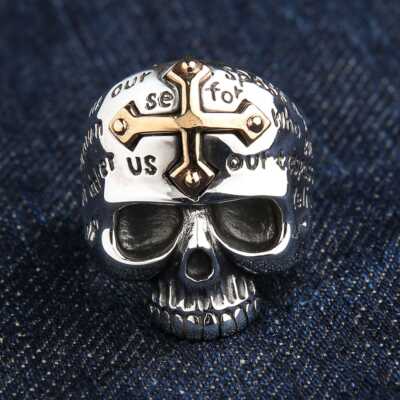925 Sterling Silver Cross Skull Ring | eBay