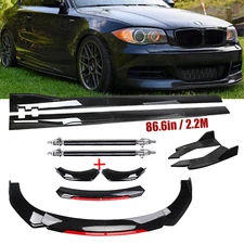Front Bumper Lip Splitter Spoiler Side Skirt For 07-13 BMW 1 Series Body Kit