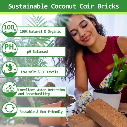 12 Pack Organic Coco Coir Bricks - Eco-Friendly Planting Medium - 100% Natural - Picture 6 of 9
