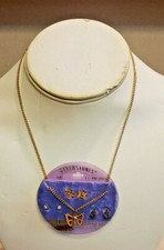 Birthstones Simulated June Lt. Amethyst Butterfly Necklace  Earring Set NEW 