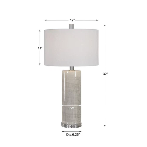 Uttermost Zesiro Modern Ceramic Fabric Steel and Crystal Table Lamp in Beige - Picture 8 of 8