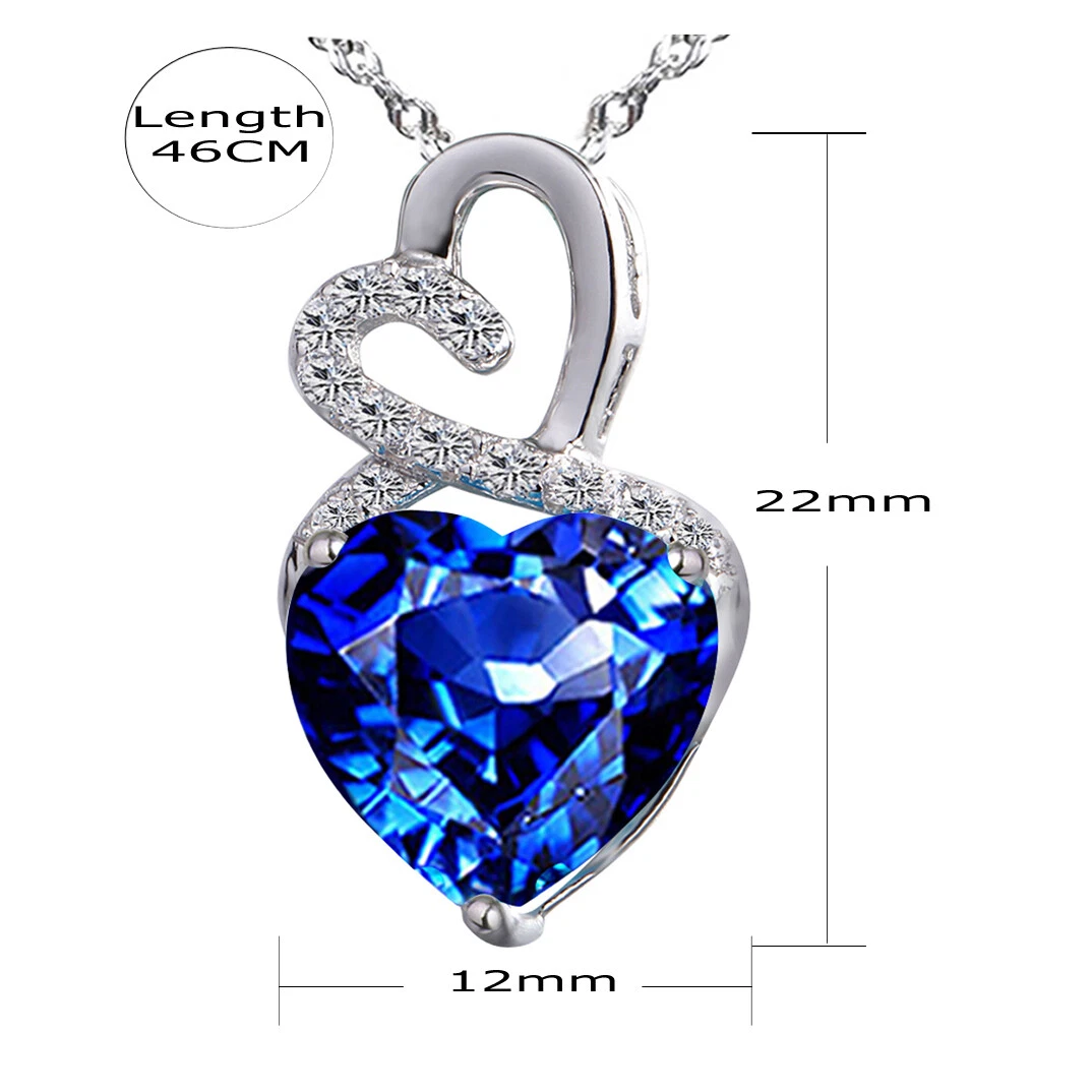Sterling silver heart cut created blue hotsell sapphire pendant necklace & earring set