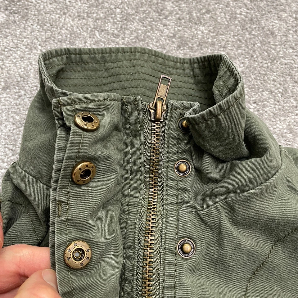 Chaqueta Militar Love Tree Mujer Mediana Verde Ejército Cremallera Completa Algodón Bolsillo Exterior Foto 3 de 4