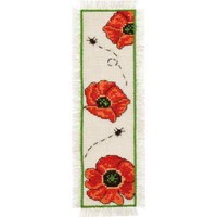 "Permin Kreuzstich Stickpackung Lesezeichen \"Mohnblumen\", ZäHlmuster, 7X22Cm"