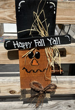 Fall Scarecrow Wood Hand Painted Rustic Sign Farmhouse Autumn Porch Decor