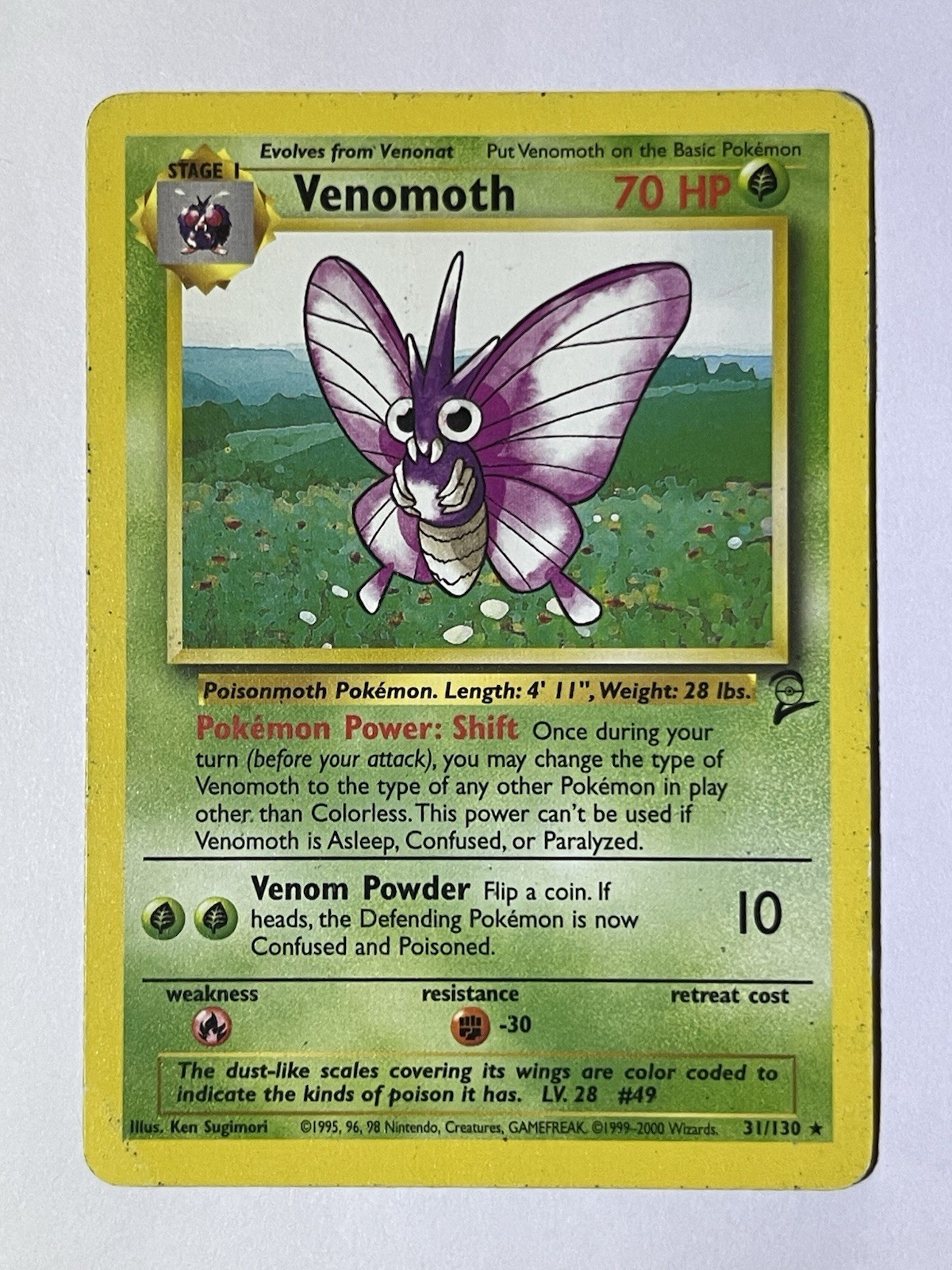 2000 Venomoth 31/130 Pokemon Card Unlimited Base Set 2