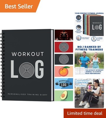 Personalized A5 Workout Log: Charcoal Gray Diary for Daily Fitness Tracking