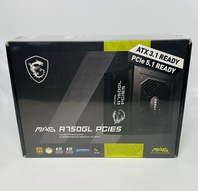 #ad #ad MSI Mag A750GL PCIE5 PSU 750W Fully Modular Power Supply 80 Gold *SEALED* $59.99