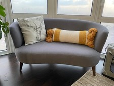 Grey Curved Loveseat / Accent Sofa – Mid-Century Style – Buyer Collects