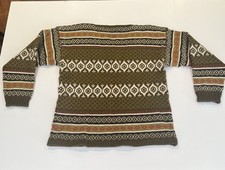 VTG Handknit Nordic 100 Wool Sweater Men  s 44 S/M Unisex Fair Isle Scandinavian
