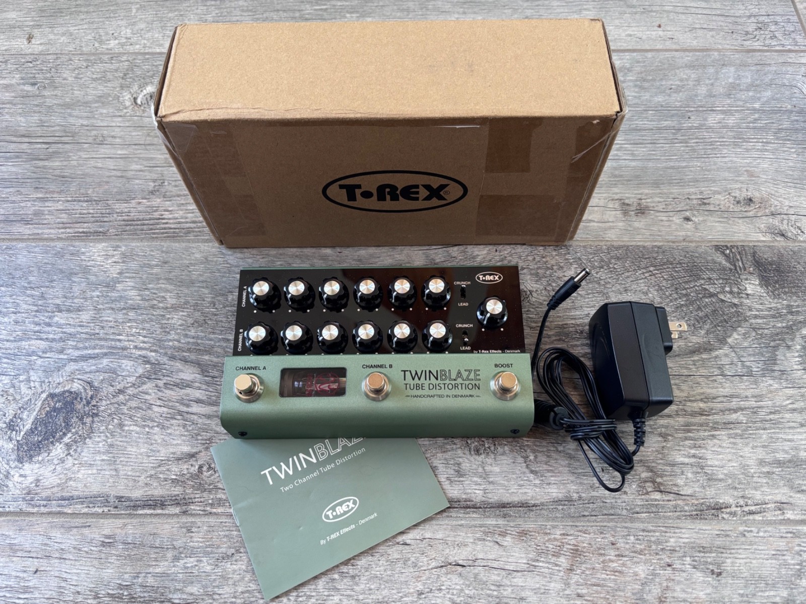 T-Rex Twin Blaze Tube Distortion - Green Handmade In Denmark Twinblaze w/ Box