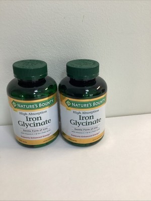 2 Pack Nature's Bounty Iron Glycinate 300 Count EXP 3 /2028- New