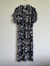 Max Studio London Blue Floral Midi Long Dress Half Sleeve Size L Preowned