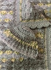 Handmade Crocheted Baby Blanket  Hat - Sea Shells