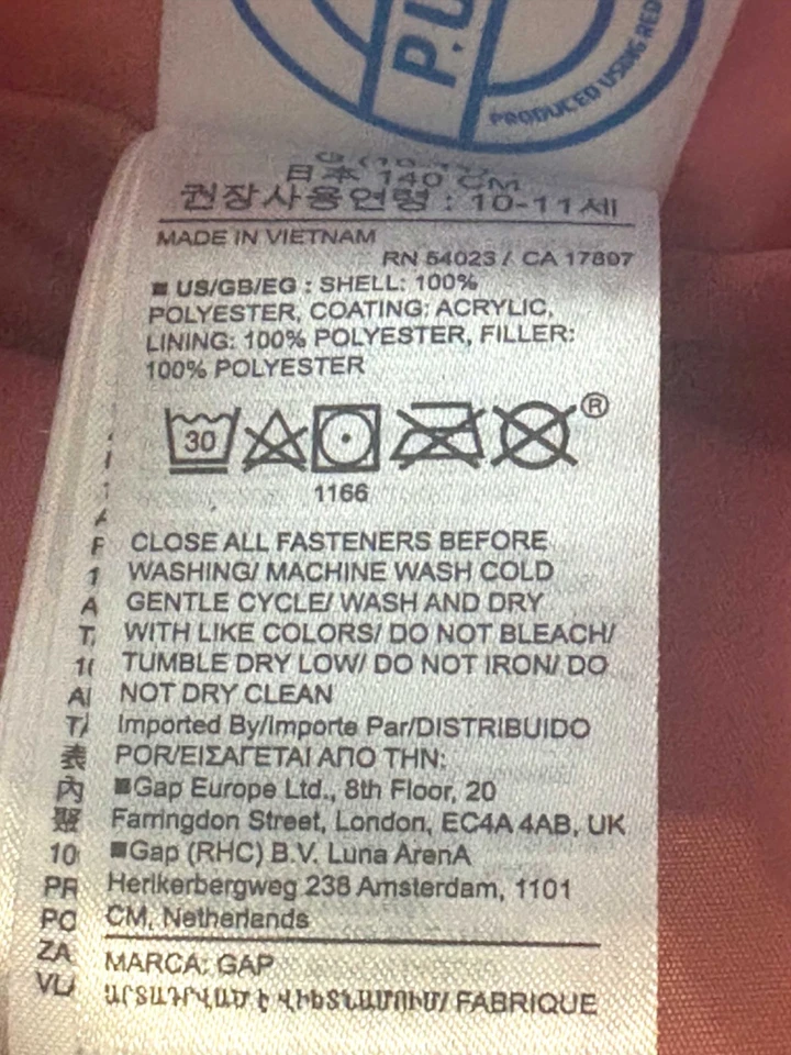 Abrigo acolchado Gap Primaloft con capucha resistente al agua talla grande rosa usado en excelente estado Foto 4 de 4