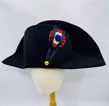 Napoleon French Admiral Captains Bicorne Hat Woolen Cosplay Black Cap Replica NE