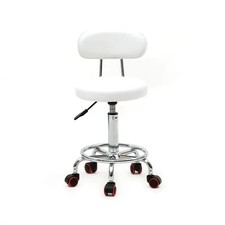Round Shape Adjustable Salon Stool with Back and Line White Anti-rust Chair