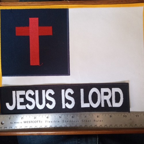 Christian Ecumenical Flag Jesus Is Lord Jacket Vest Back Patch Lot 12" Embroider