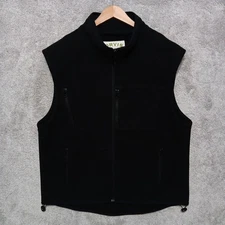 Orvis Vest Mens Large Black Fleece Full Zip Multi Pocket Outdoor Stand Collar