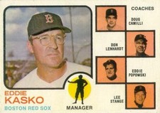 1973 Topps #131a Red Sox Eddie Kasko / Camilli / Lenhardt / Popowski / Stange