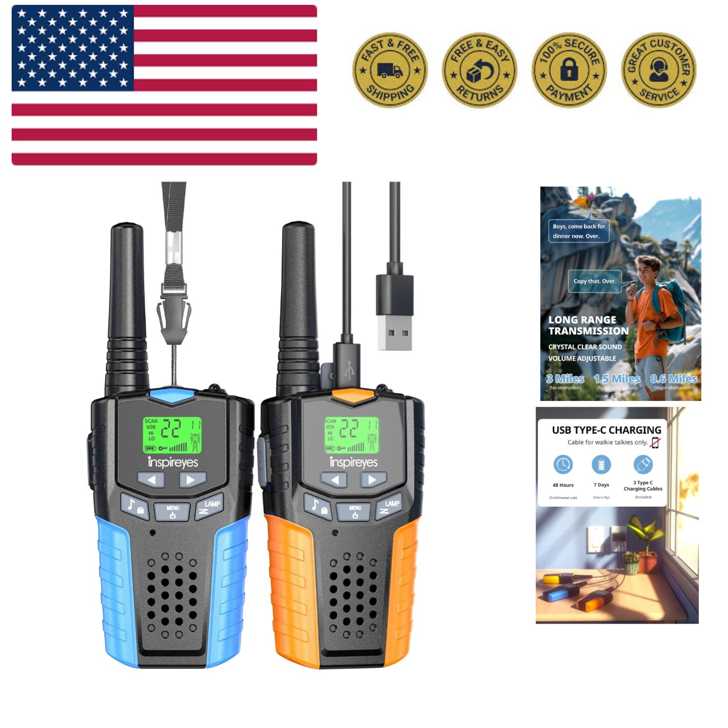 Walkie Talkies for Kids Rechargeable,Toys for Boys and Girls