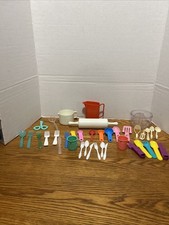 Vintage Toy Child  s Baking Toy Set, Over 30 Pieces, Rolling Pin And More