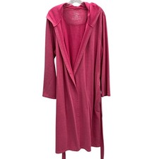 L.L. Bean Robe L Reg Hooded Pink Red Heather Belted Women's Soft Pockets 287768