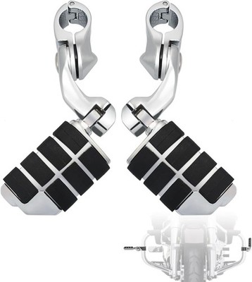 FOVPLUE 1.25'' Highway Footpegs, Short Angled Adjustable CHROME SHORT ANGLED 