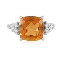 Cavill Ring Oranger Quarz 3,56Ct Kissenschliff 925 Silber Platin- Echtschmuck