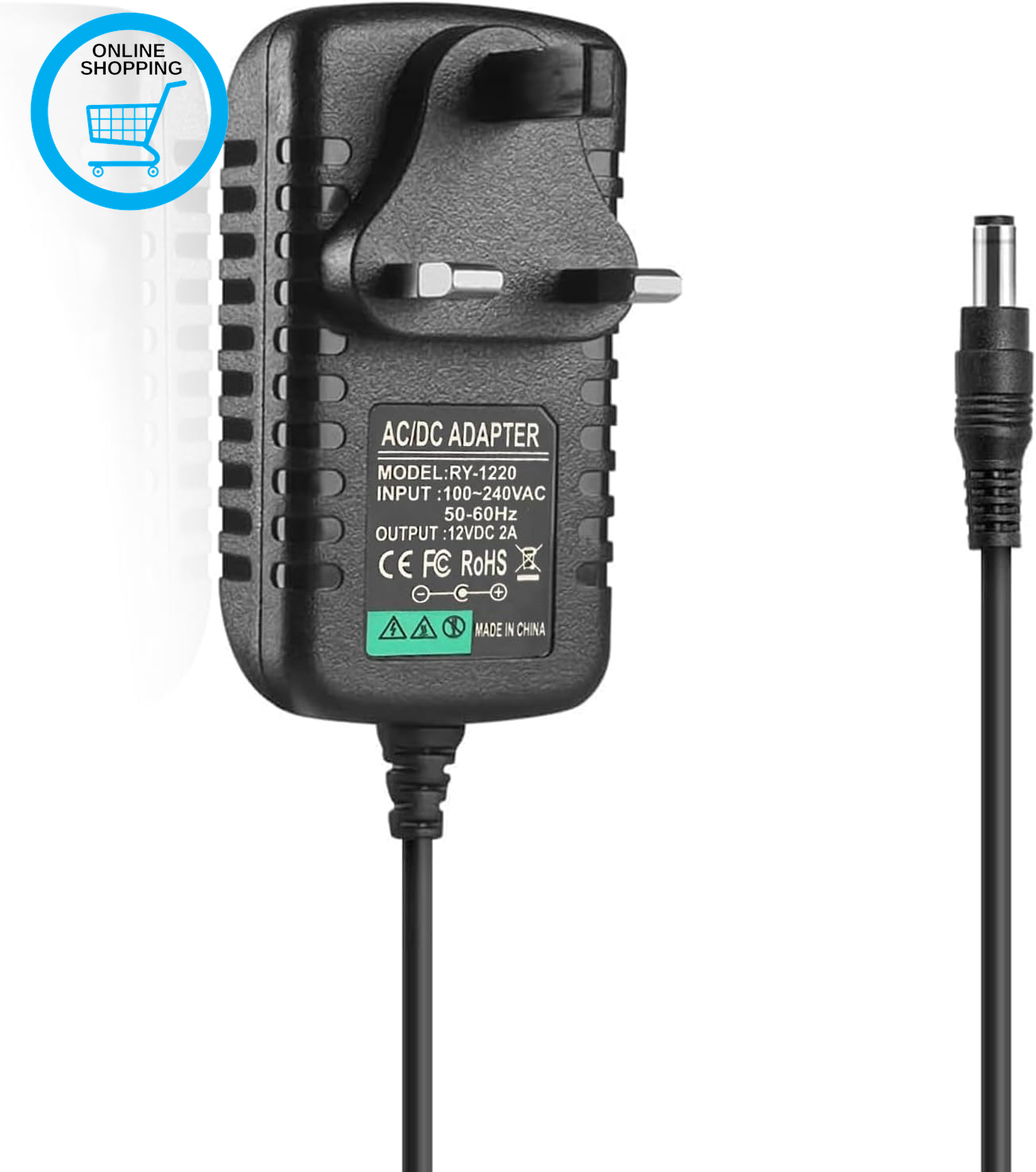 12V 2A Power Supply Adapter, AC Adapter 100-240V to 12V DC Power Adapter 5.5Mm X